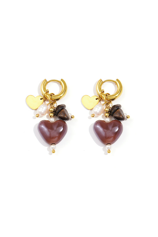 Charming Heart Loop Bead Earrings for Women