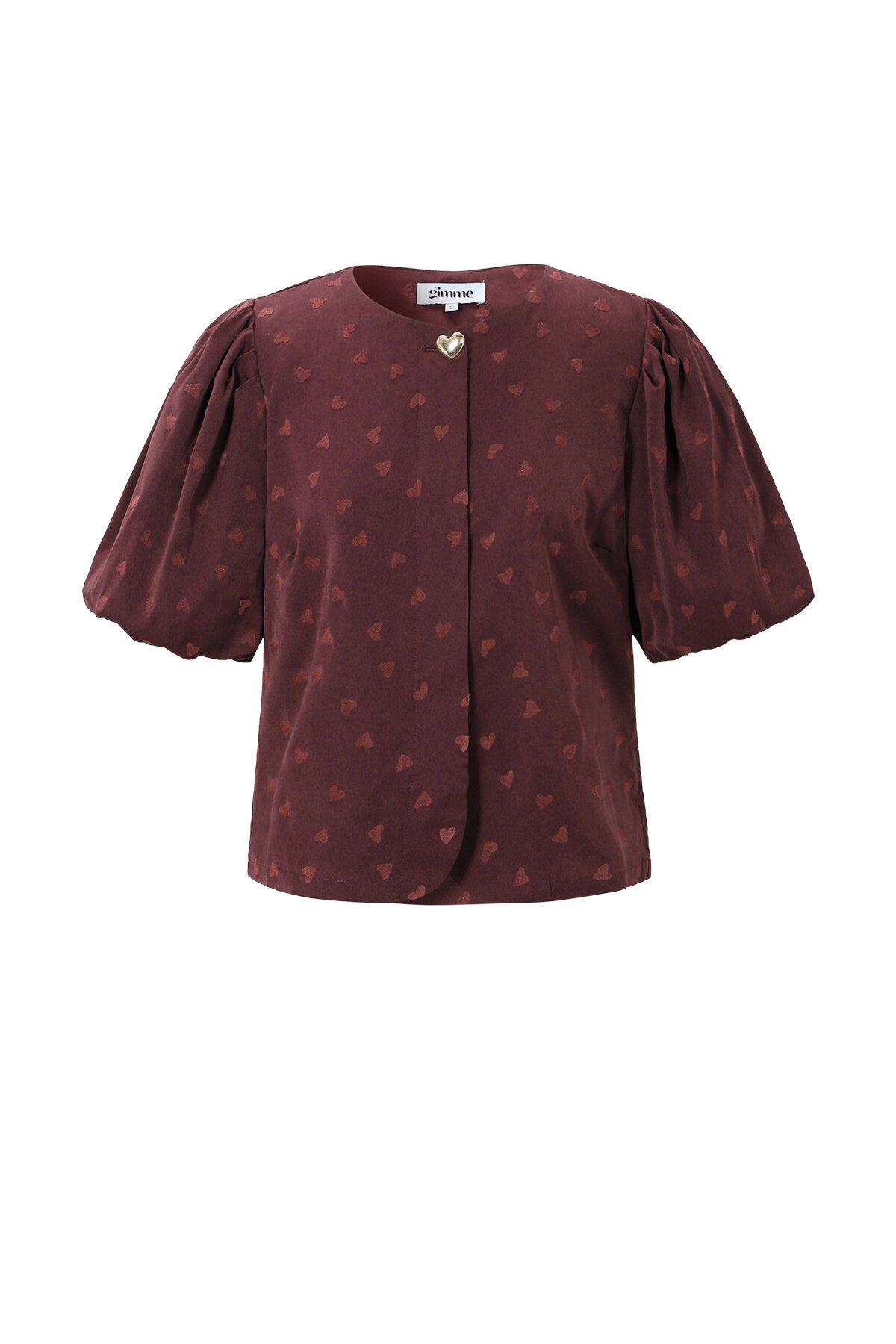 Elegant Off-White & Crimson Heart Woven Top for Spring/Summer