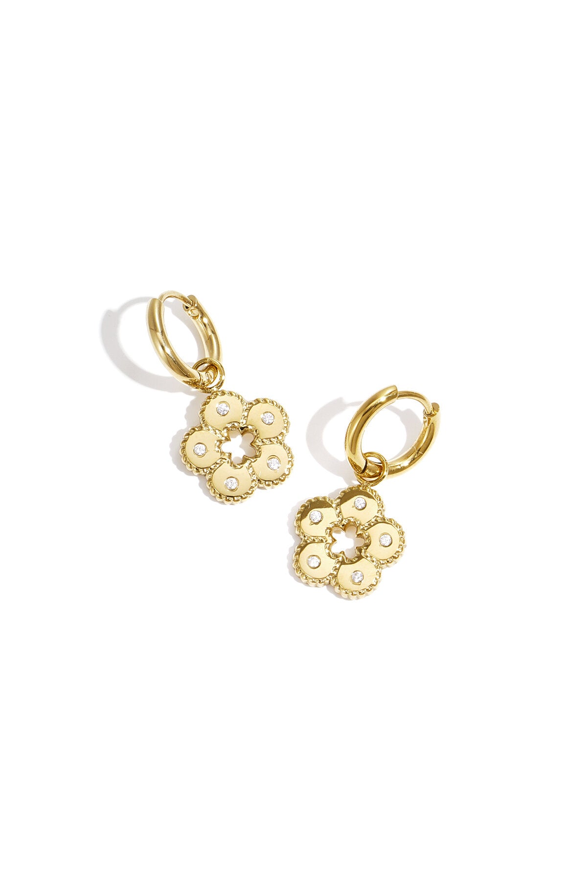 Elegant Flower Drop Earrings for Women - Silver & Gold