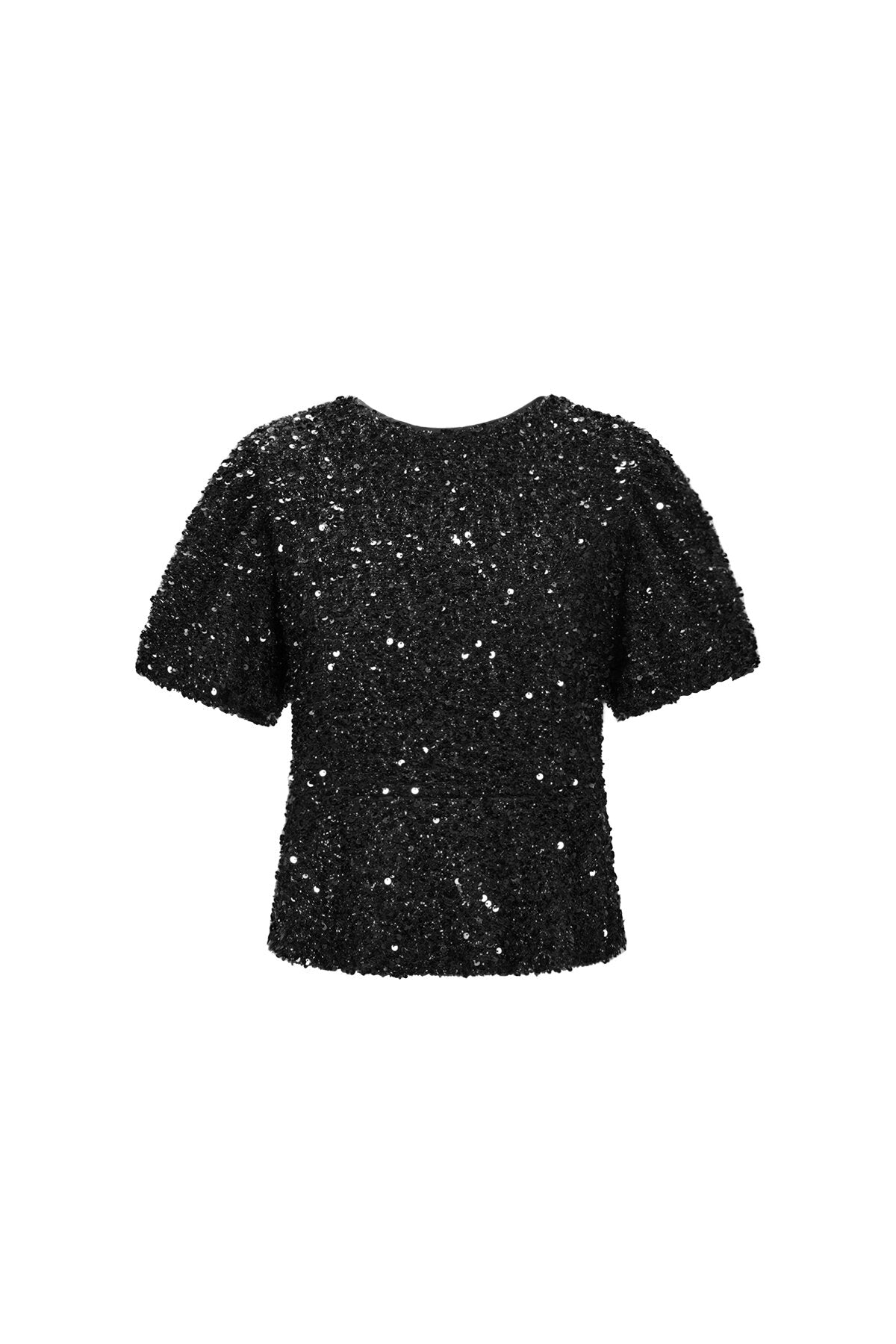 Elegant Sequined Short Sleeve Top for Fall/Winter