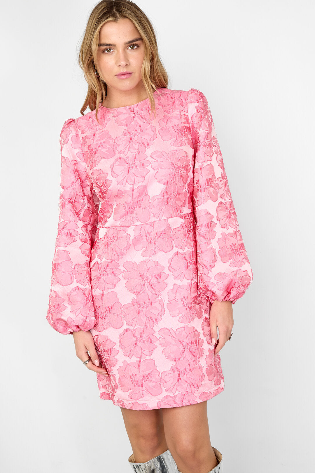 Elegant Pink Floral Mini Dress for Spring/Summer