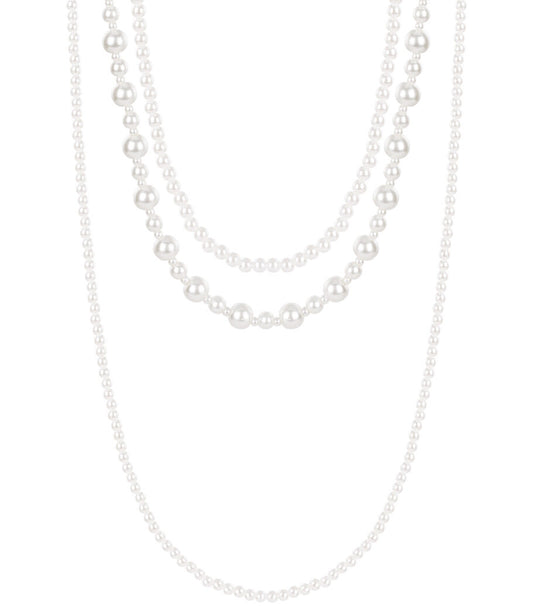 Elegant White Multi-Layer Pearl Necklace for Spring/Summer