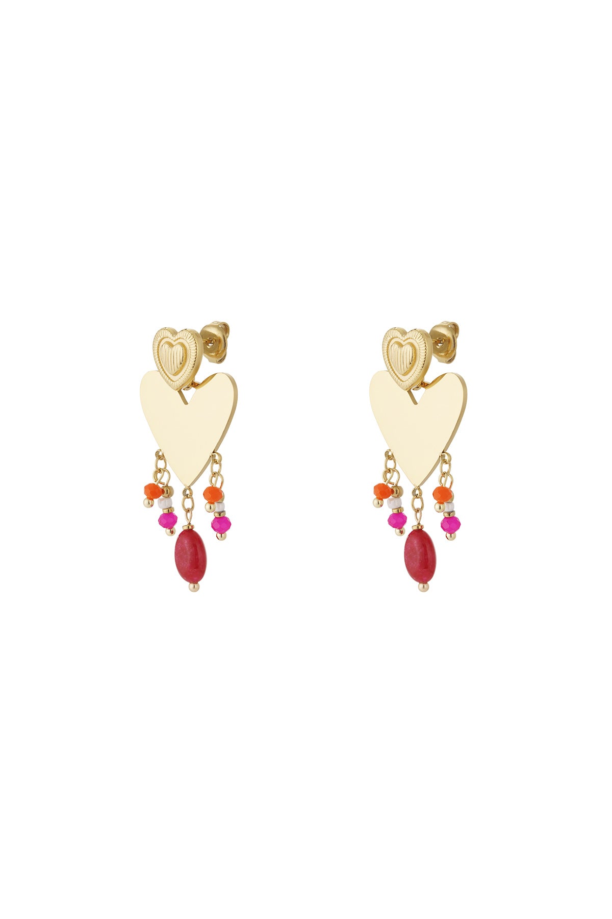 Charming 14K Gold Plated Heart Drop Earrings