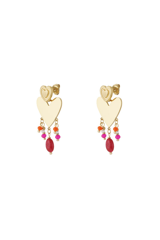 Charming 14K Gold Plated Heart Drop Earrings
