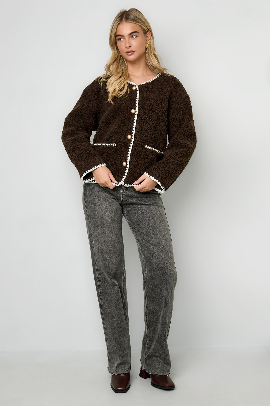 Stylish Color Clash Woven Jacket for Fall/Winter