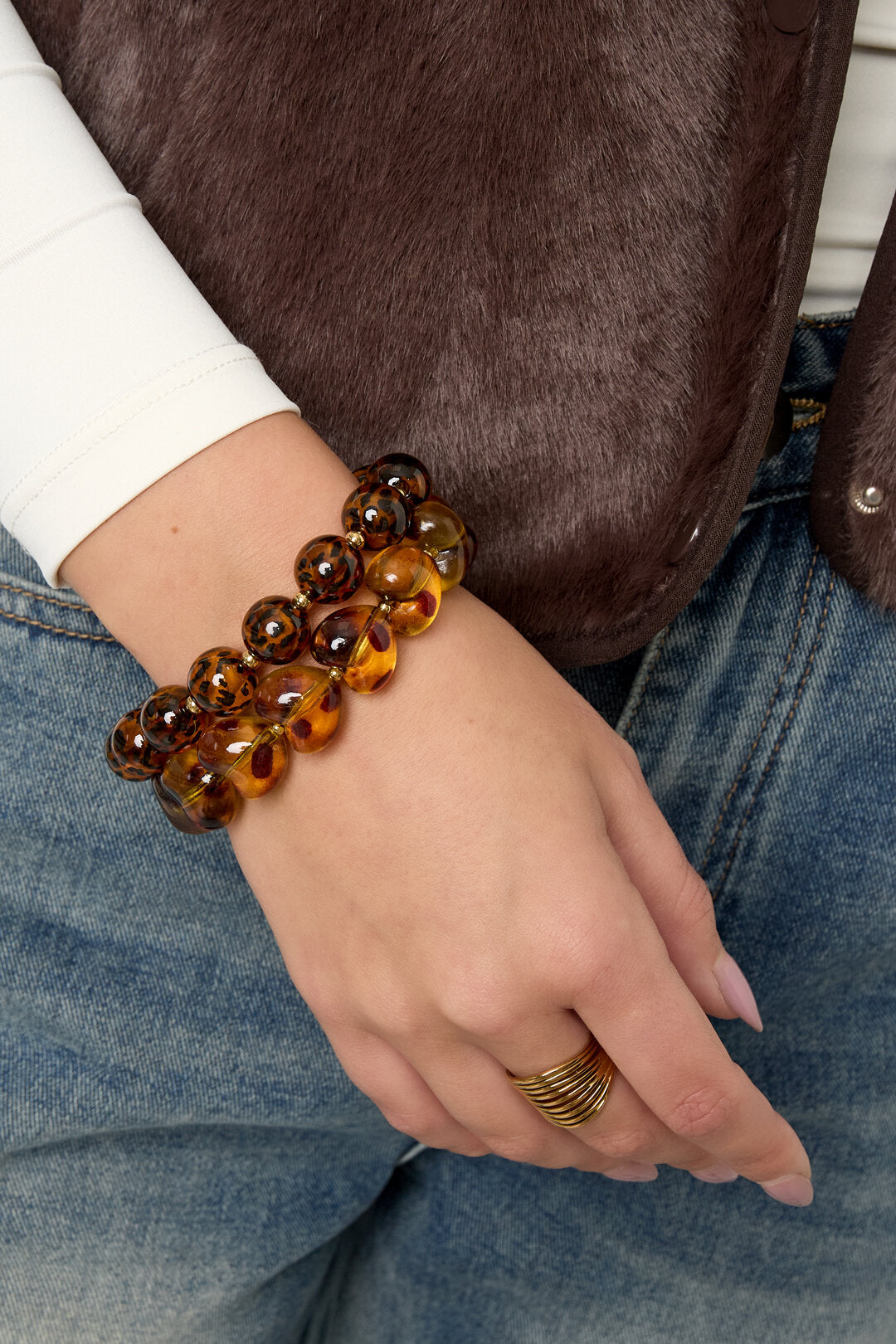 Elegant Leopard Print Beaded Bracelet for Women