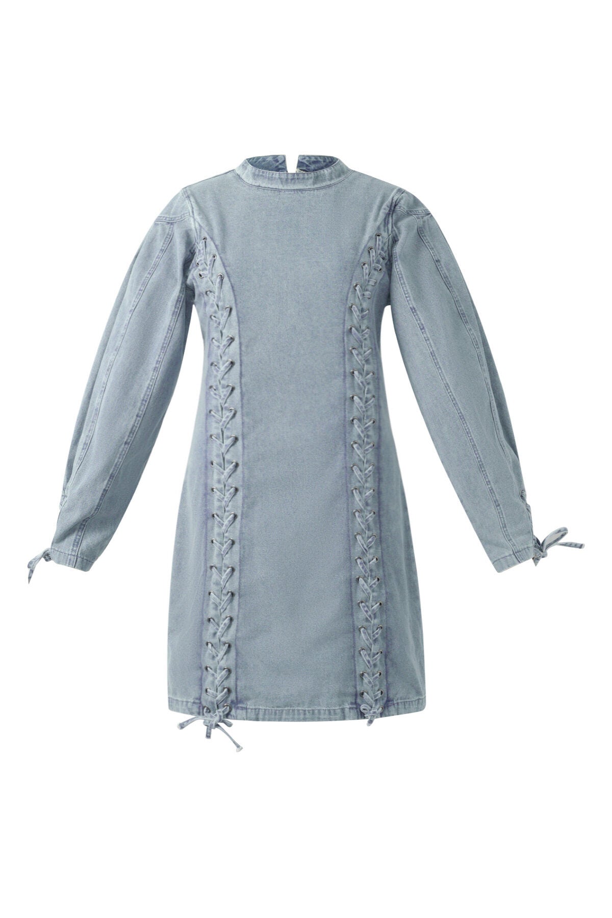 Elegant Blue Cotton Denim Dress for Spring/Summer