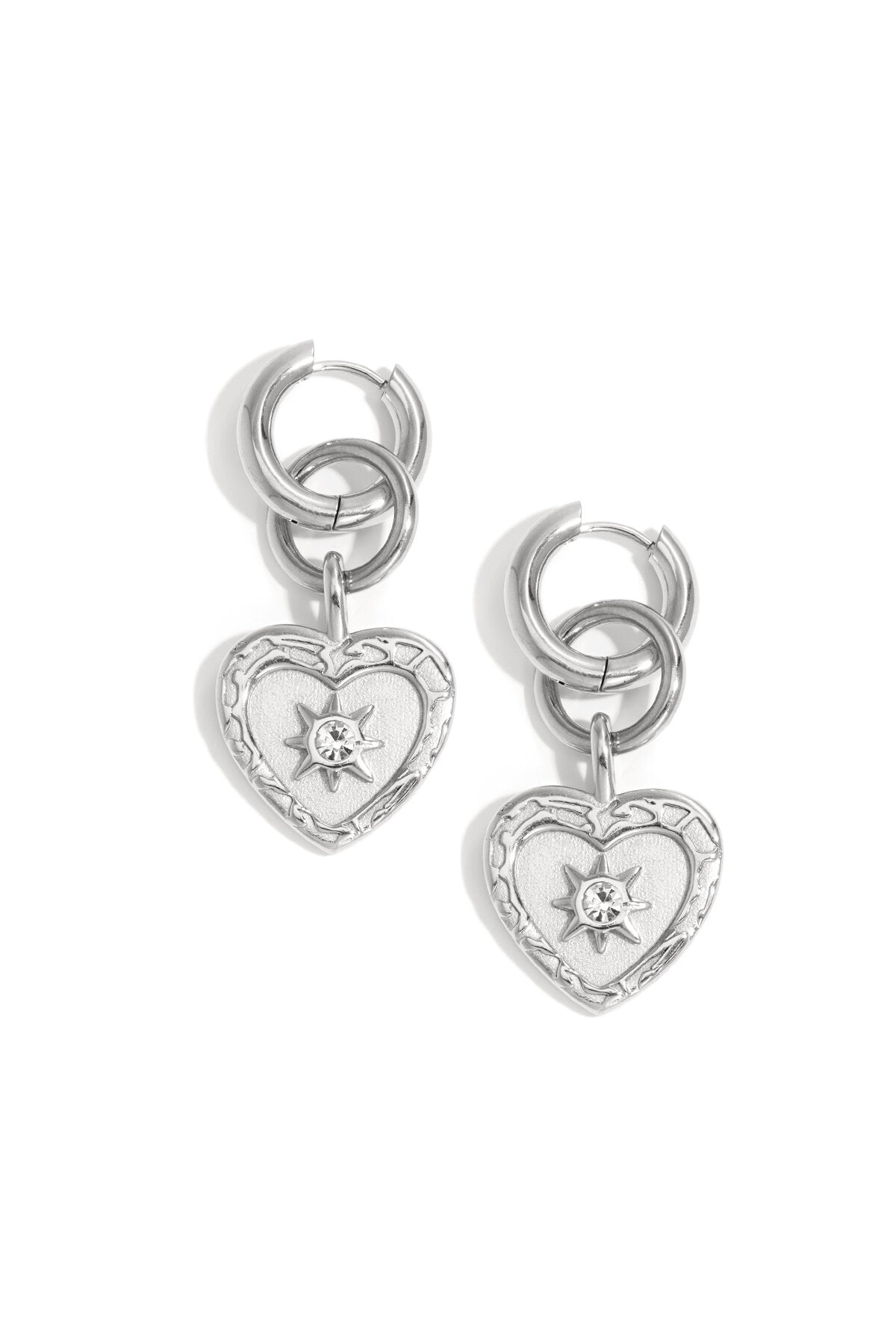 Elegant Heart-Shaped Rhinestone Drop Earrings