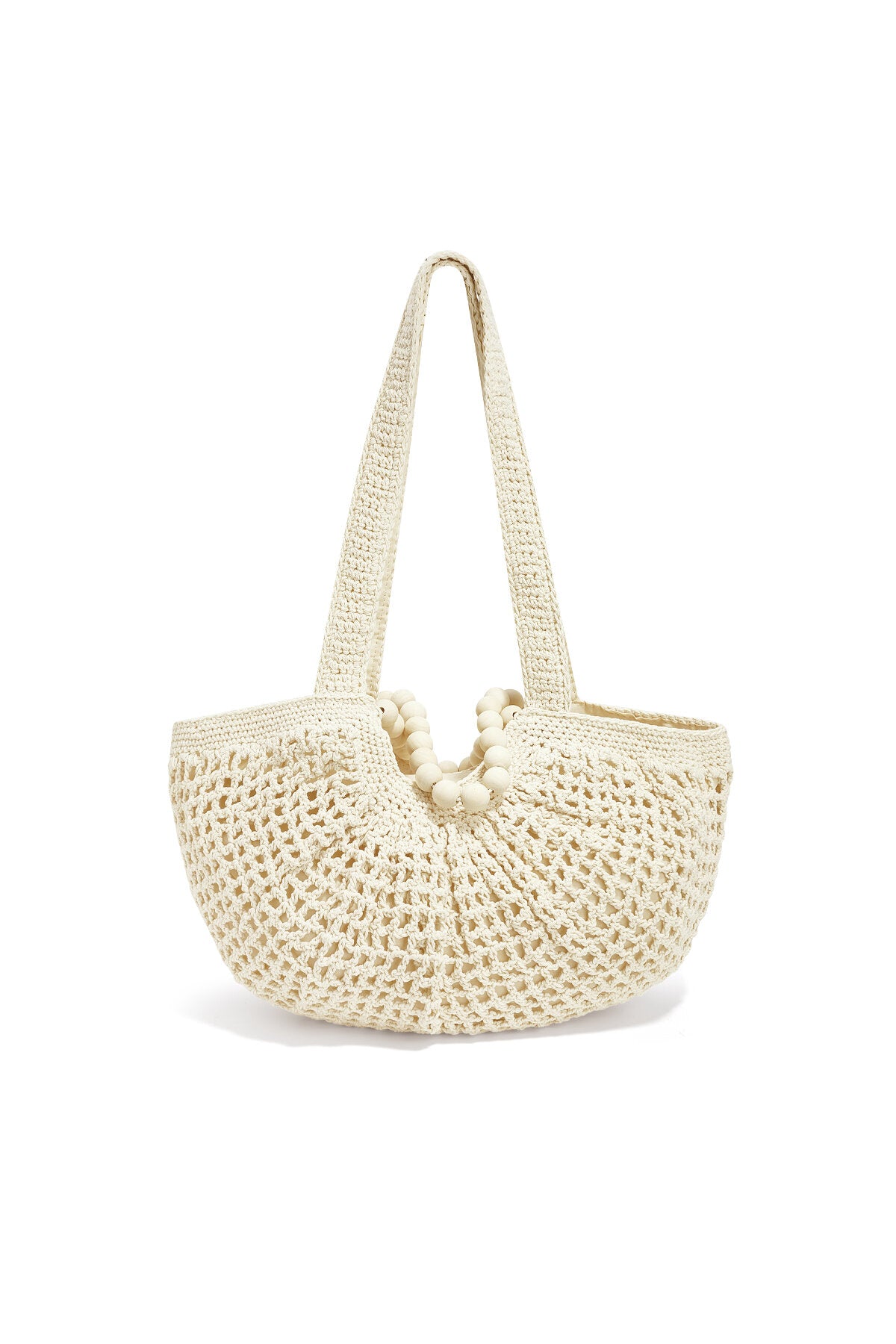 Chic Off-White & Dark Brown Woven Hobo Beach Bag