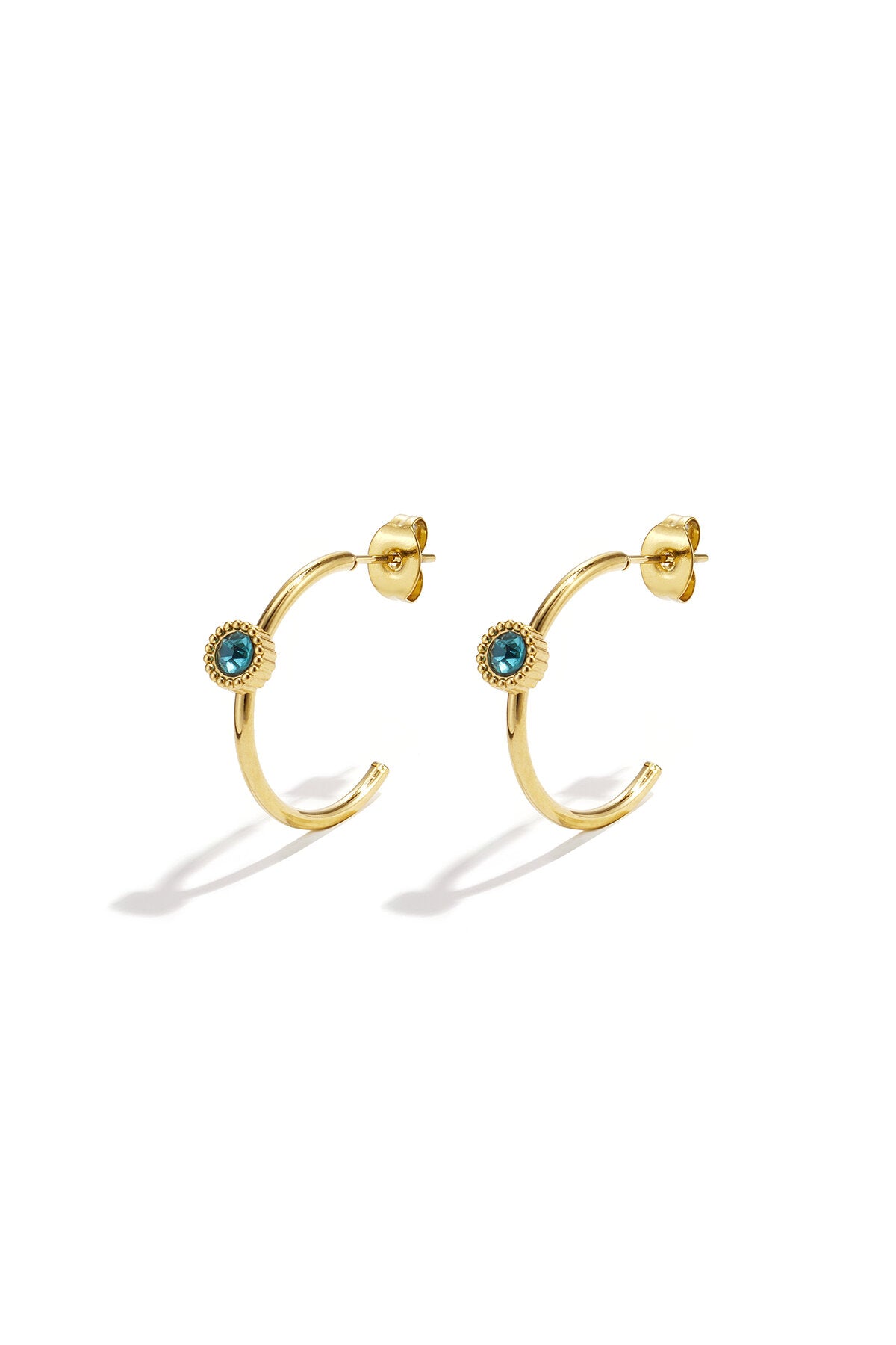 Chic Stainless Steel Rhinestone Hoop Earrings