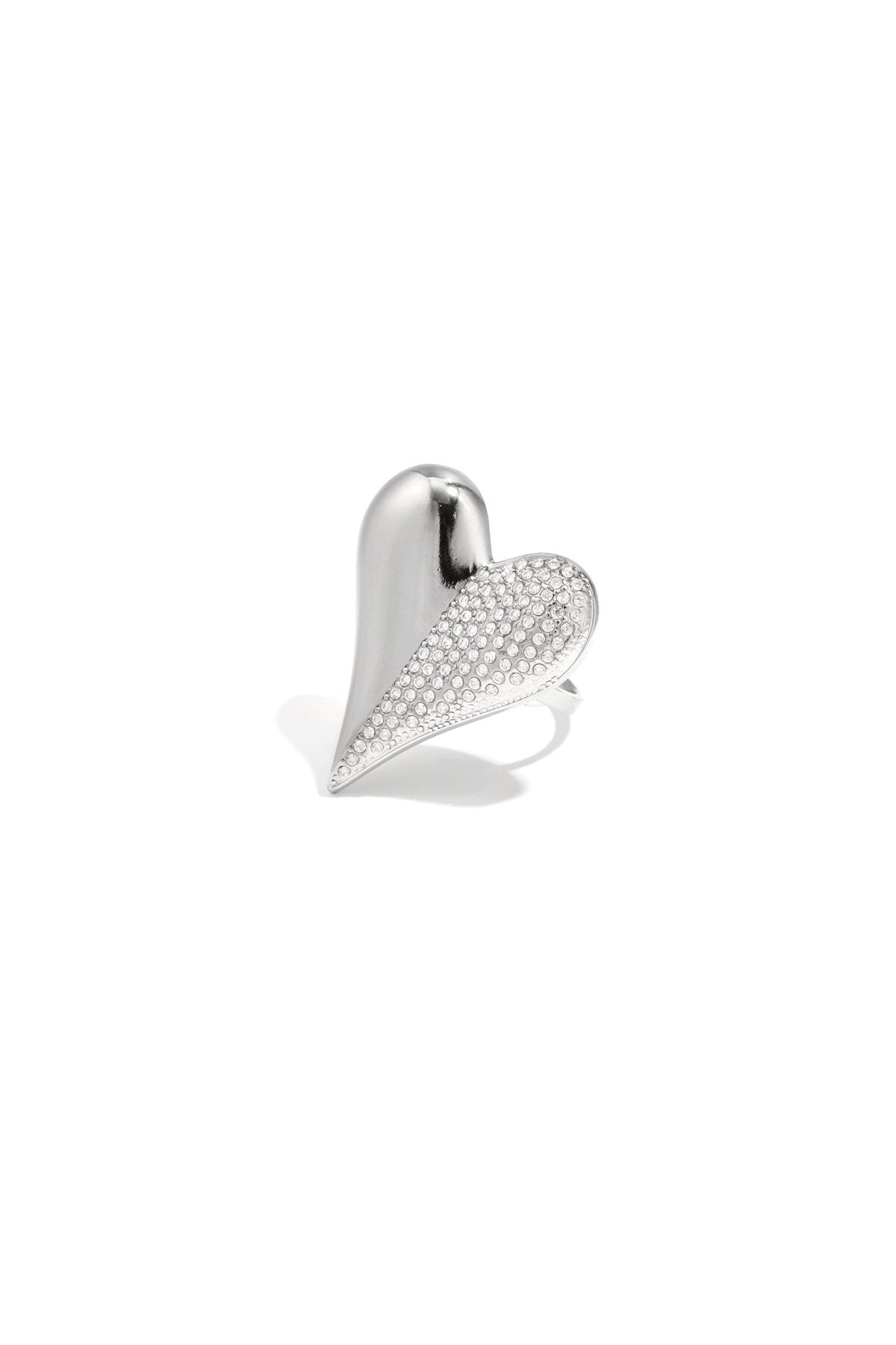 Stylish Adjustable Heart Statement Ring - Silver & Gold