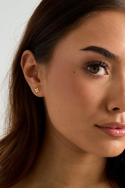 Elegant Mini Flower Stud Earrings - Silver & Gold