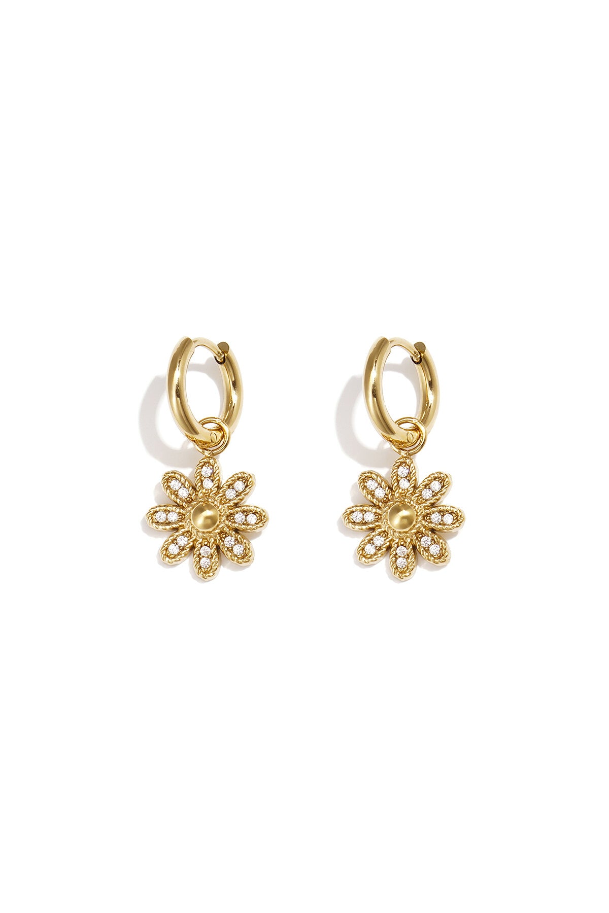 Elegant 14K Gold Plated Flower Drop Earrings for Everyday Wear