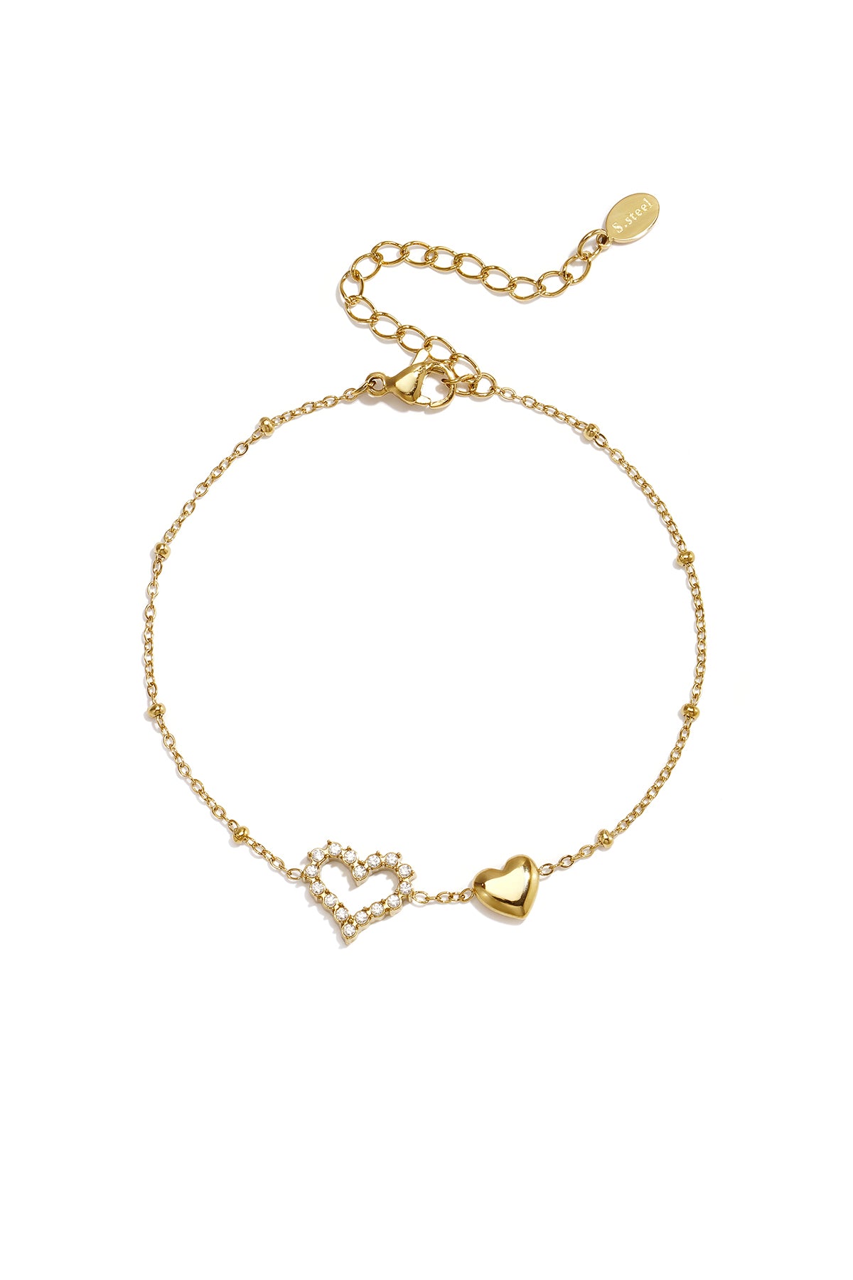 14K verguld roestvrijstalen bedelarmbanden met hartje, eenvoudige dagelijkse serie dames sieraden