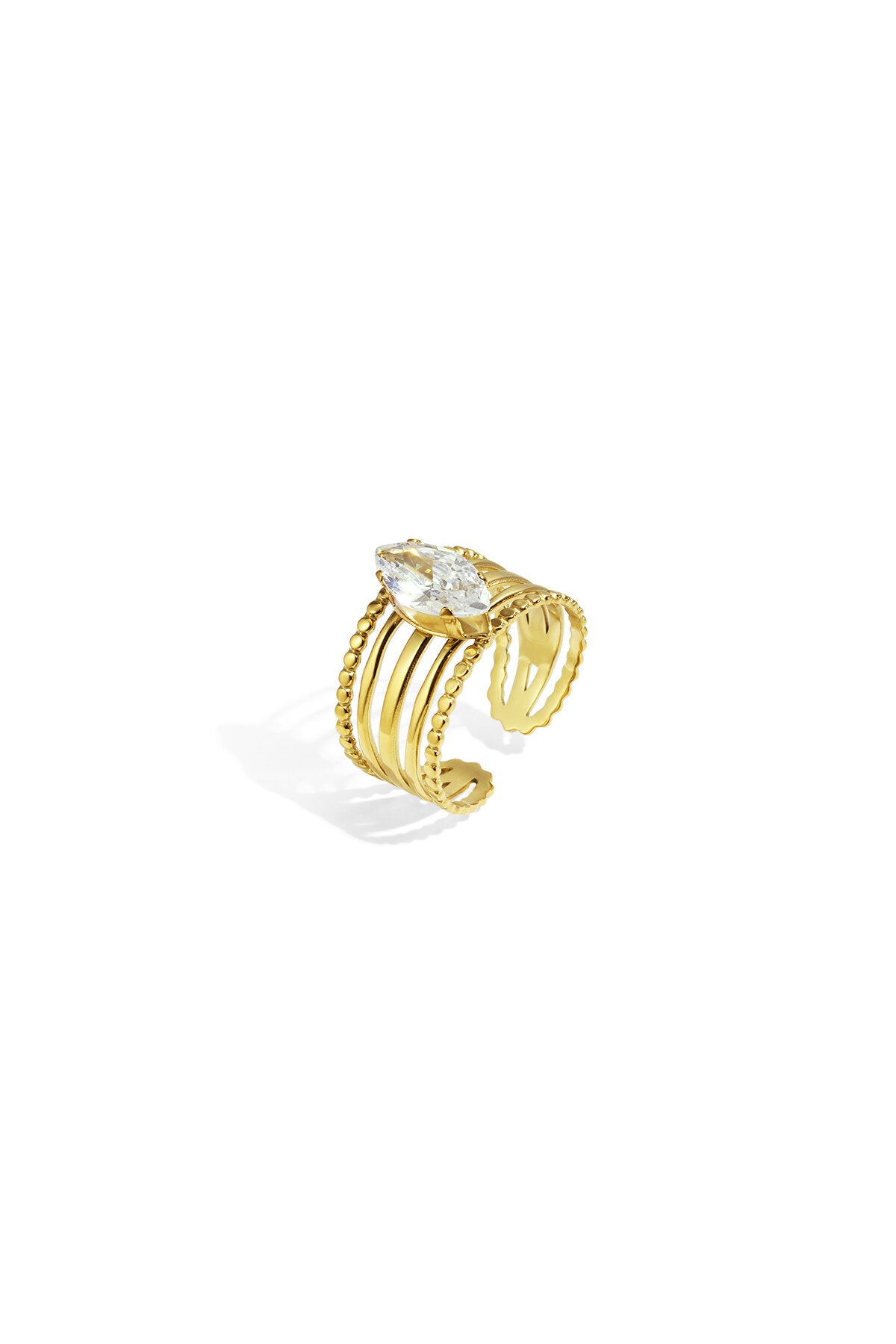 Lumé Gold-Color Adjustable Zircon Ring - Simple Elegance