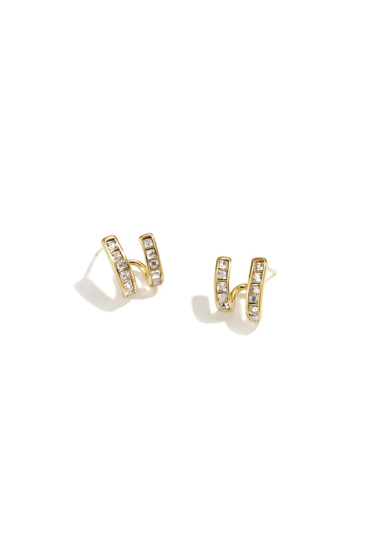 Earrings With Double Effect And Zirconia