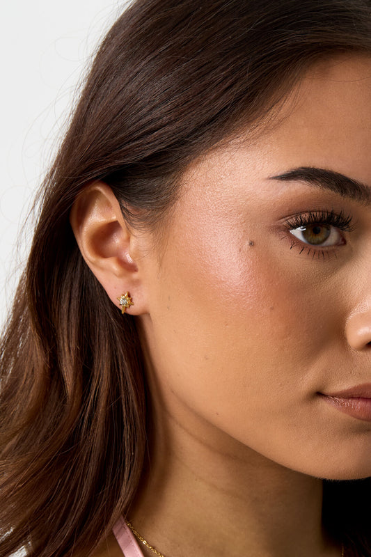 Elegant Star Rhinestone Stud Earrings - Silver & Gold