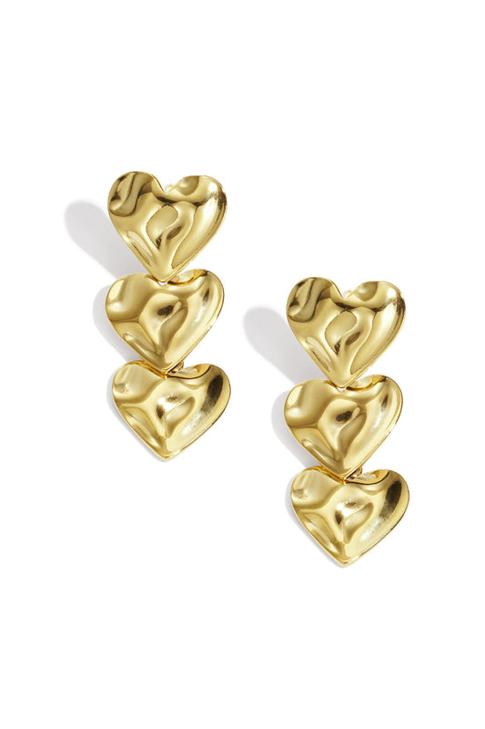 Elegant Heart Dangle Earrings for Women, Silver & Gold