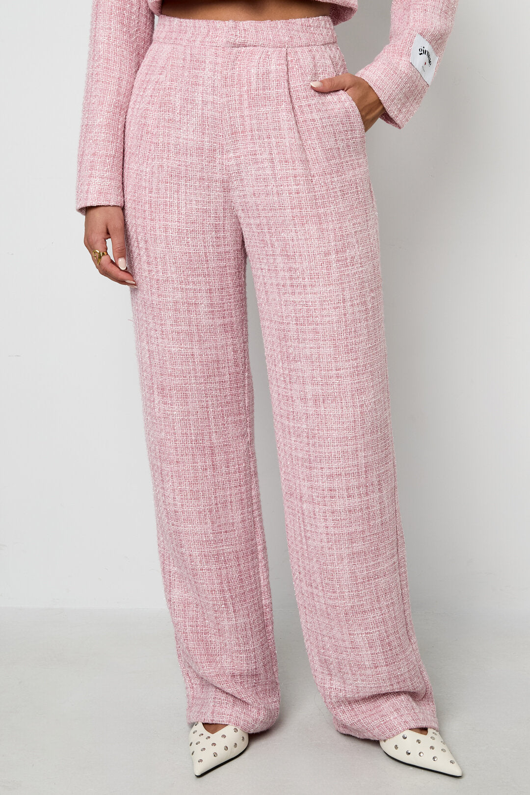 Elegant Checkered Straight Pants for Fall/Winter