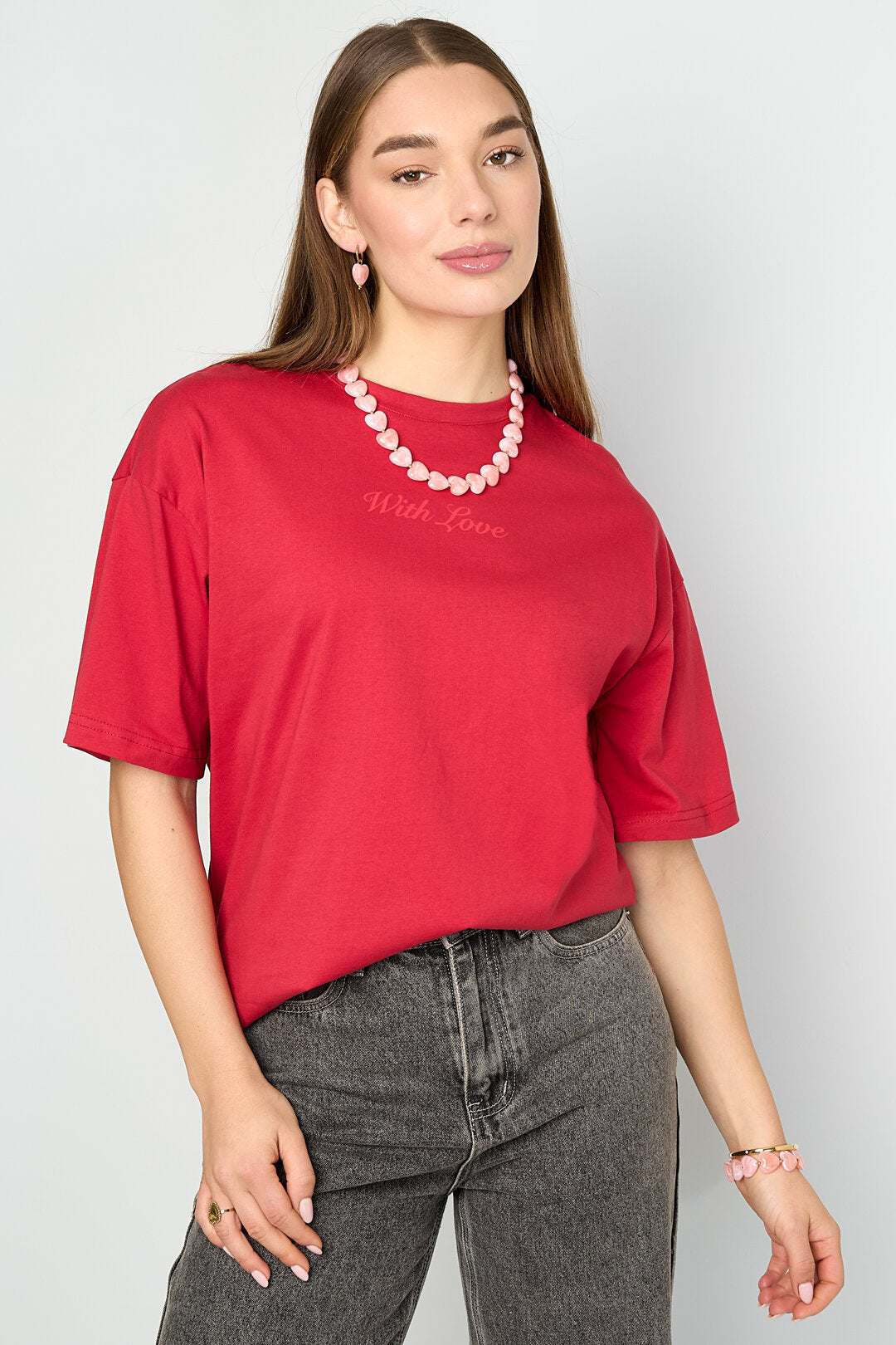Gimme Comfortable Knitted Cotton T-Shirts in Pink and Red
