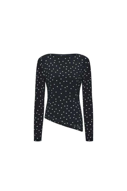 Elegant Polka Dot Long Sleeve Top for Fall/Winter