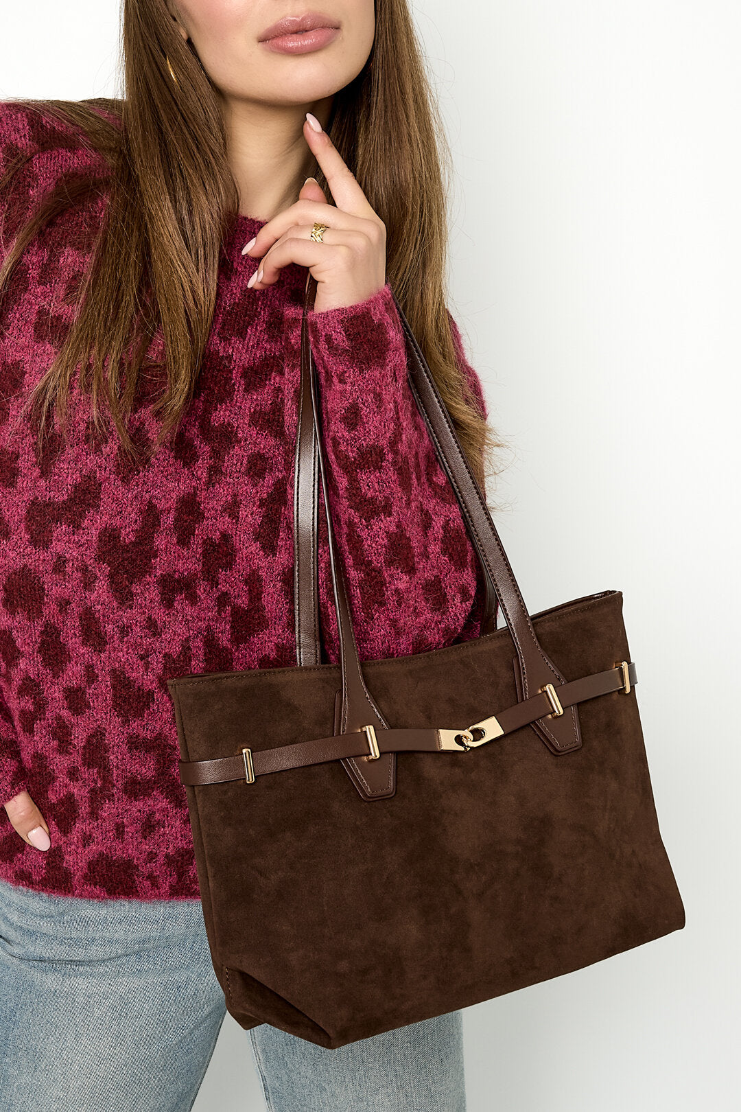Elegant Khaki & Dark Brown Suede Tote Bags for Women