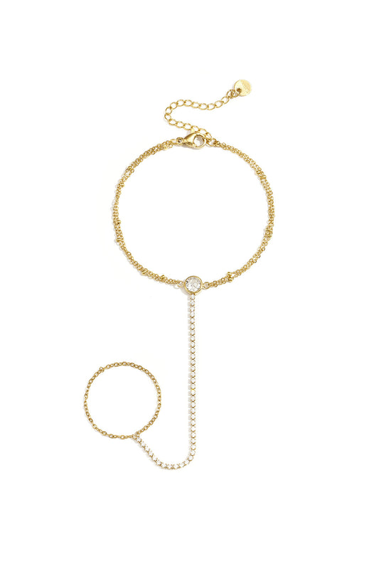 Elegant 14K Gold Plated Hand Chain for Everyday Glam