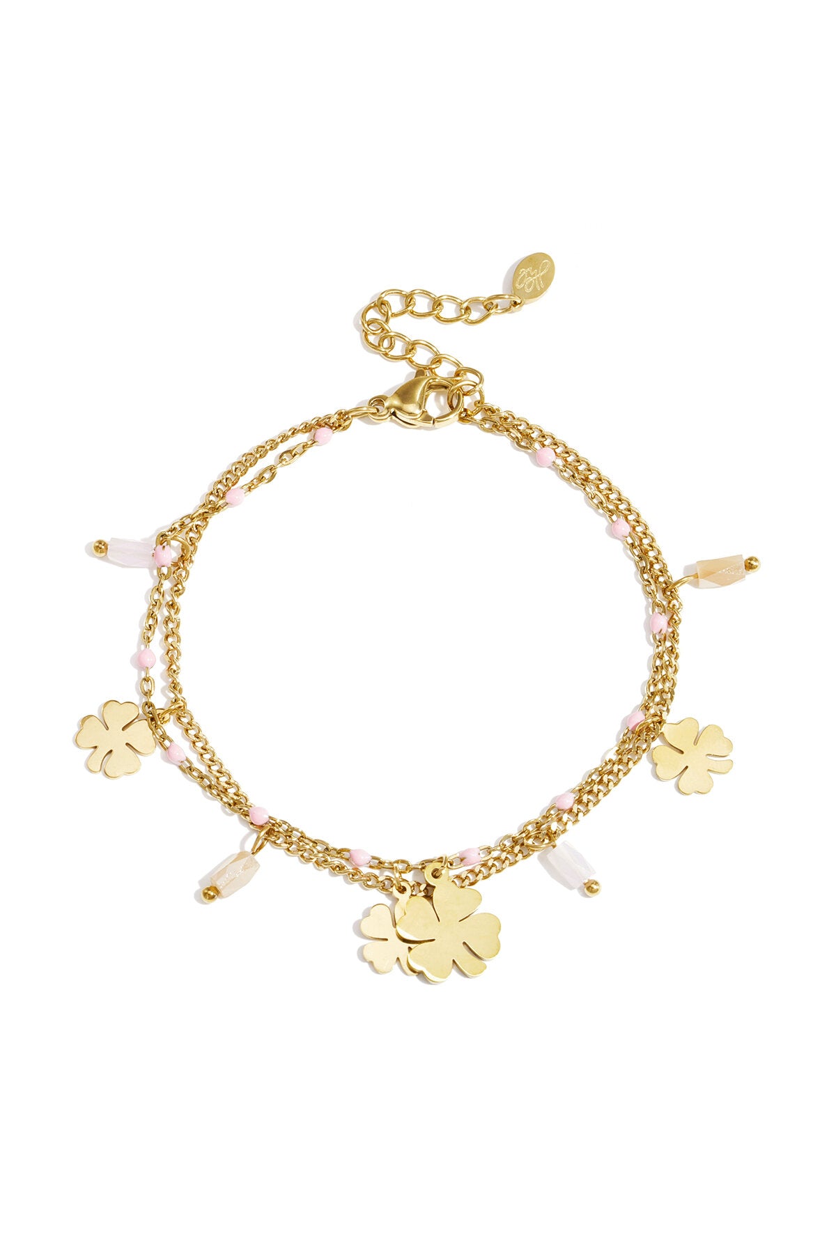 Elegant Pink Crystal Clover Bracelet for Women