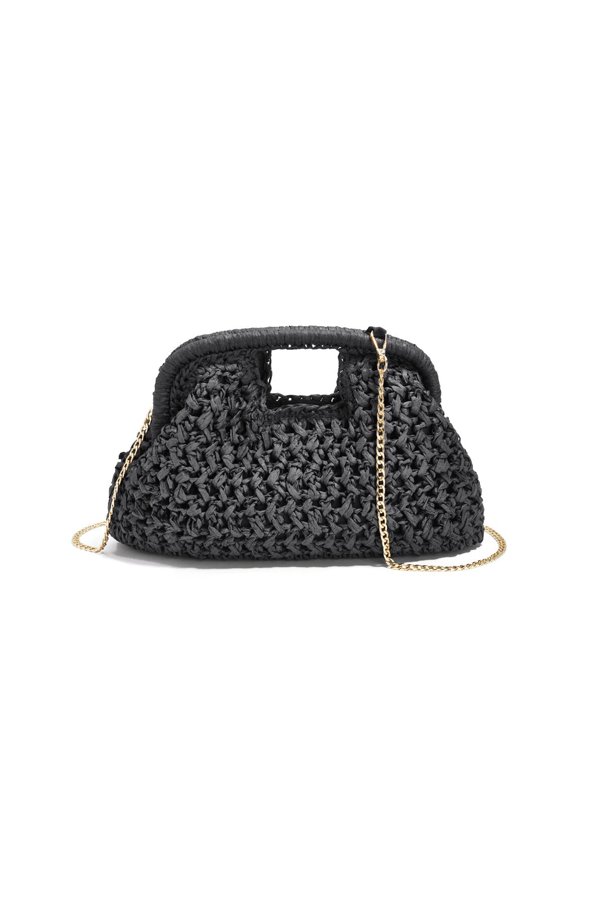 Stylish Woven Beach Bag for Women - Black & Dark Brown