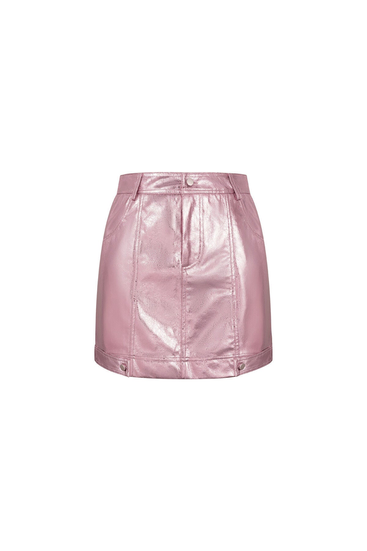 Sexy Pink PU Mini Skirt for Spring/Summer
