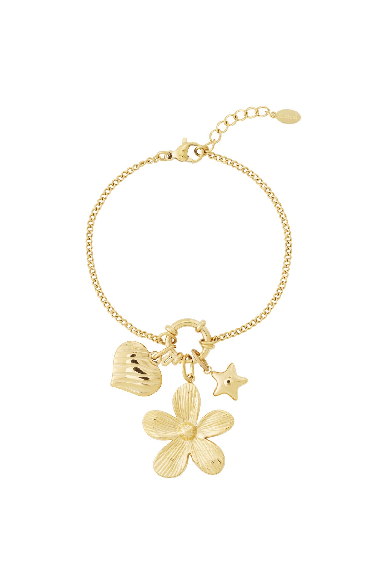 14K Gold Plated Flower Charm Bracelet for Women