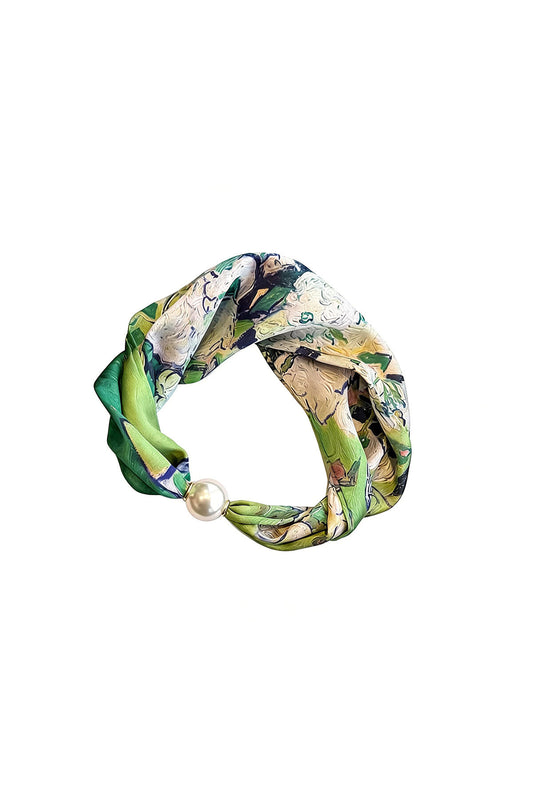 Elegant Green Floral Summer Scarf for Women