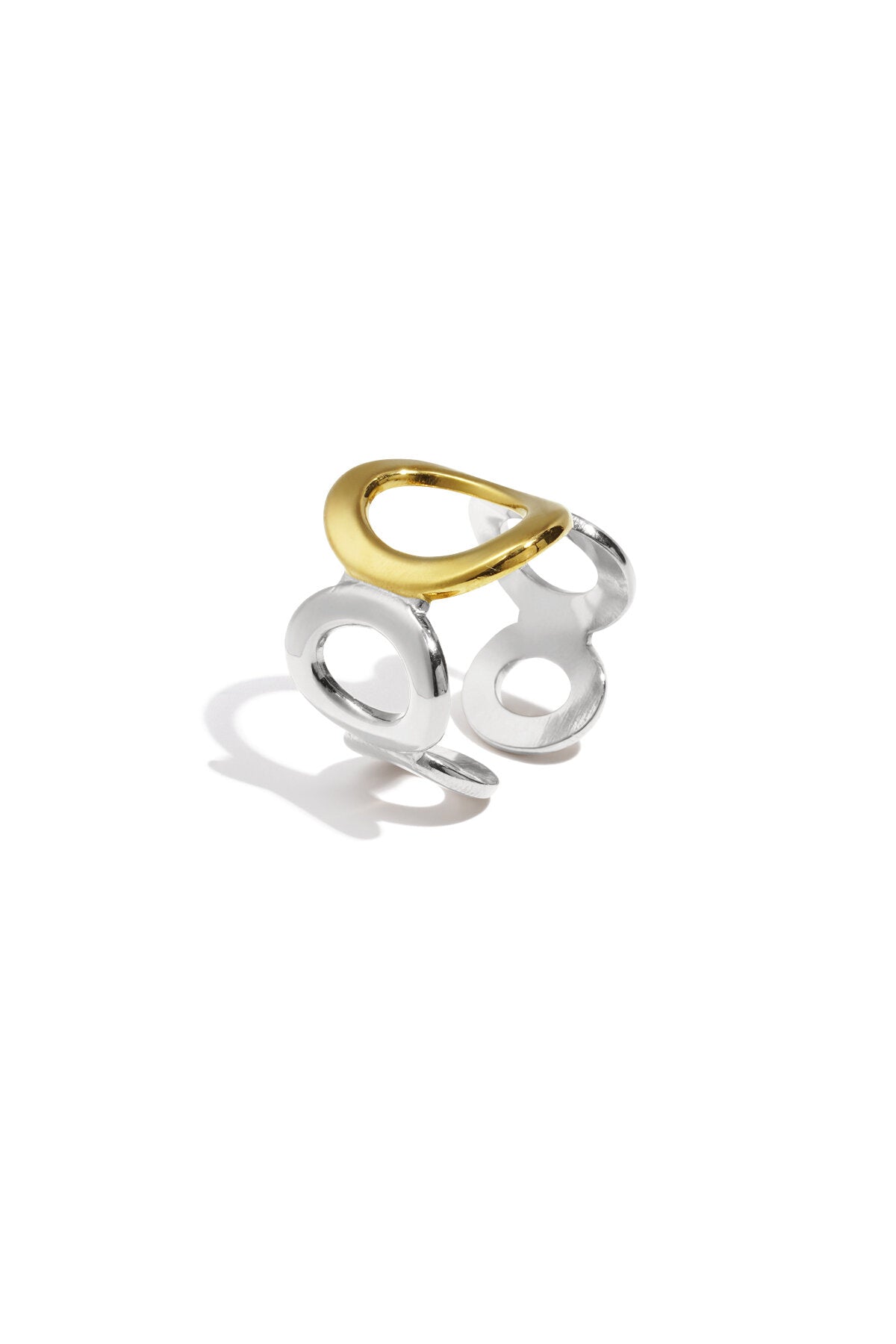Elegant Adjustable Circle Statement Ring - Silver & Gold