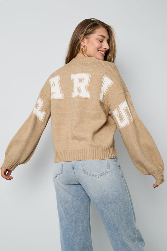 Cozy Letter Knit Sweater for Fall/Winter