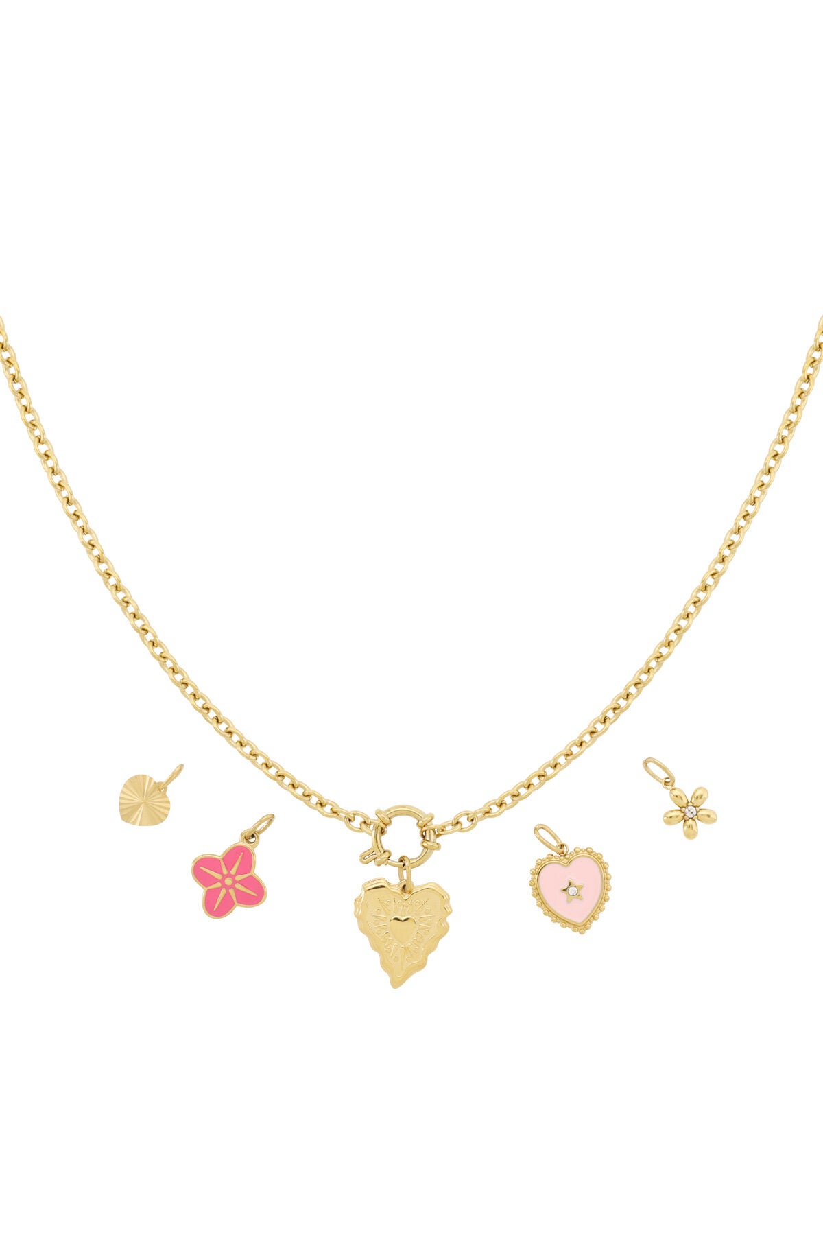Elegant 14K Gold Plated Flower Heart Pendant Necklace