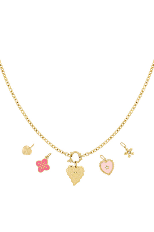 Elegant 14K Gold Plated Flower Heart Pendant Necklace