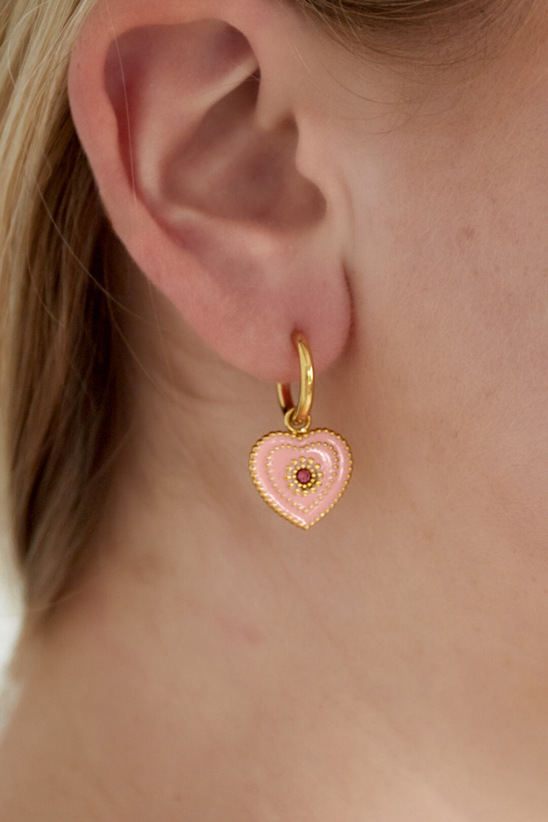 Elegant 14K Gold Plated Heart Drop Earrings for Women