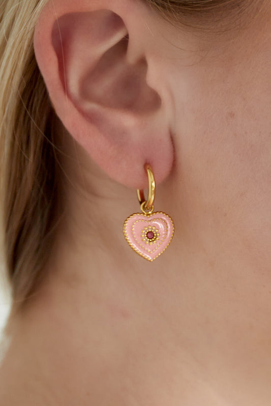 Elegant 14K Gold Plated Heart Drop Earrings for Women