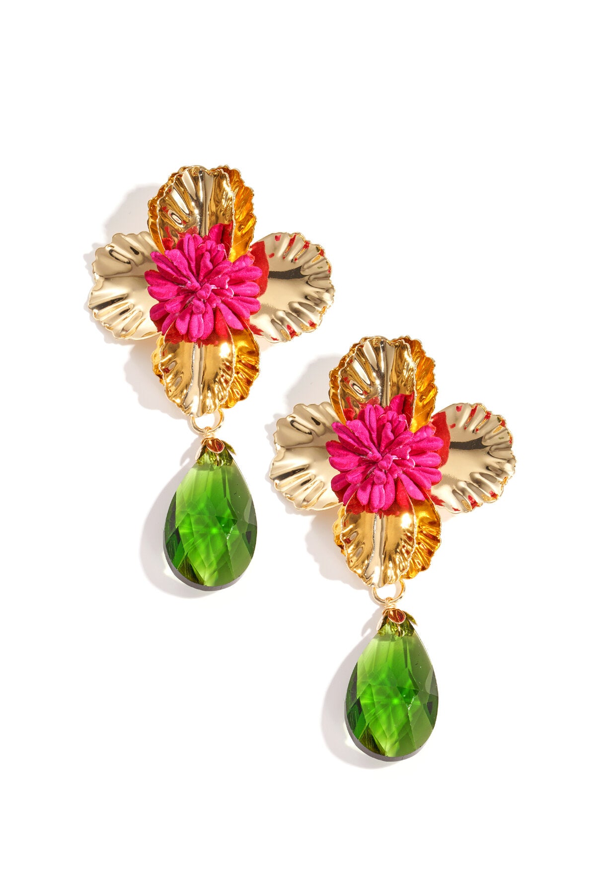 Luxurious Red & Green Drop Earrings for Holiday Glam