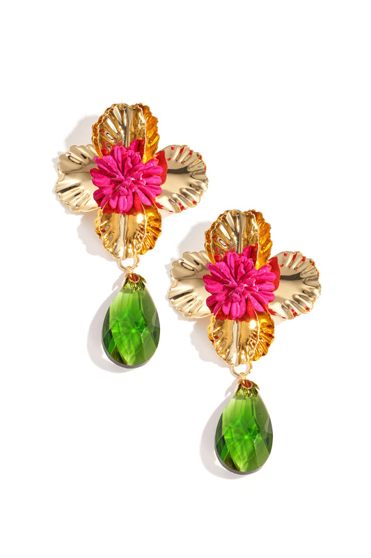 Luxurious Red & Green Drop Earrings for Holiday Glam