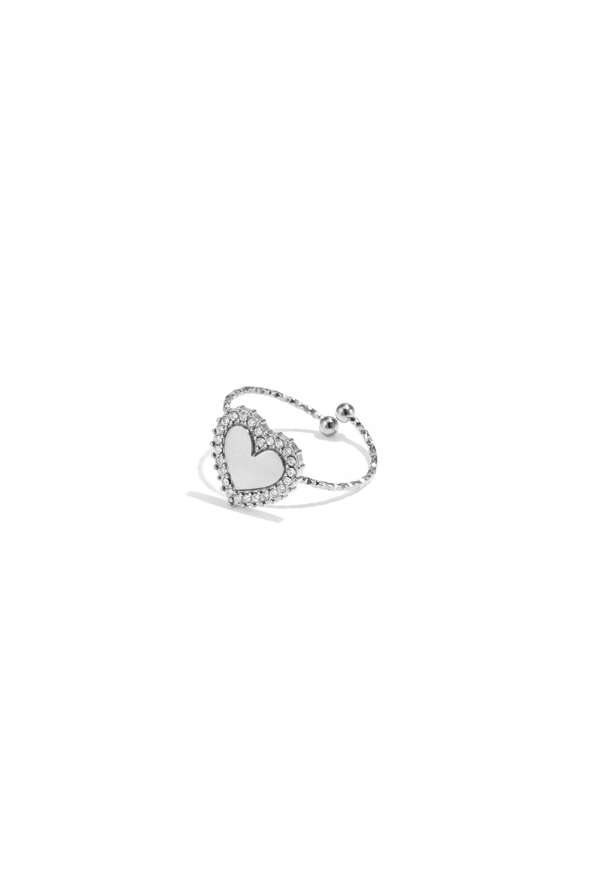 Elegant Adjustable Heart Zircon Ring