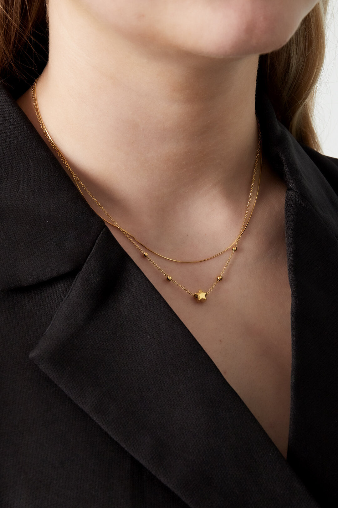 Elegant Star Layered Necklace in Silver & Gold