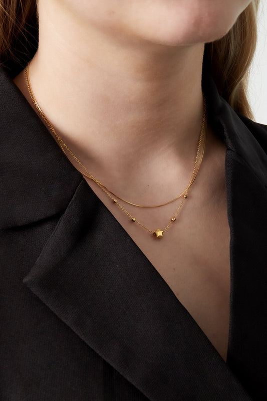 Elegant Star Layered Necklace in Silver & Gold