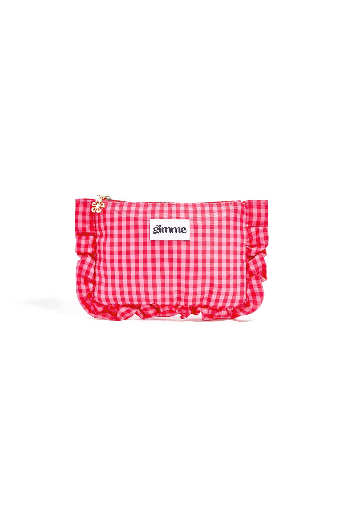 Charming Rose Red Plaid Makeup Bag for Spring/Summer