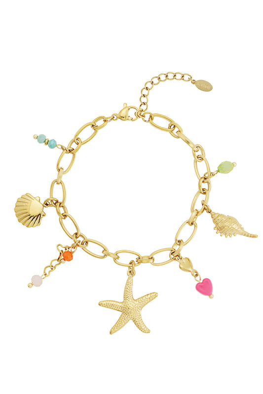 Elegant 14K Gold Plated Charm Bracelet for Summer