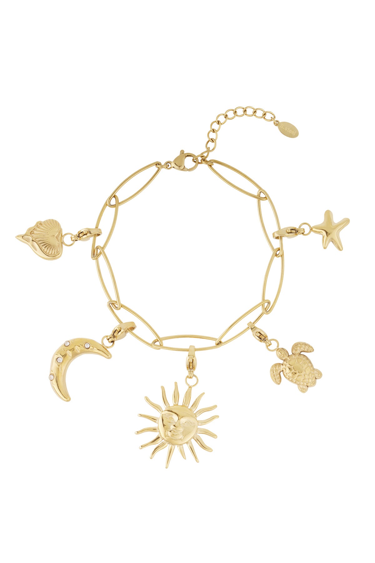 Elegant 14K Gold Plated Sun Charm Bracelet for Women