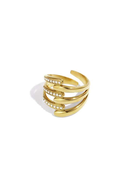 Elegant Adjustable Statement Ring in Silver & Gold