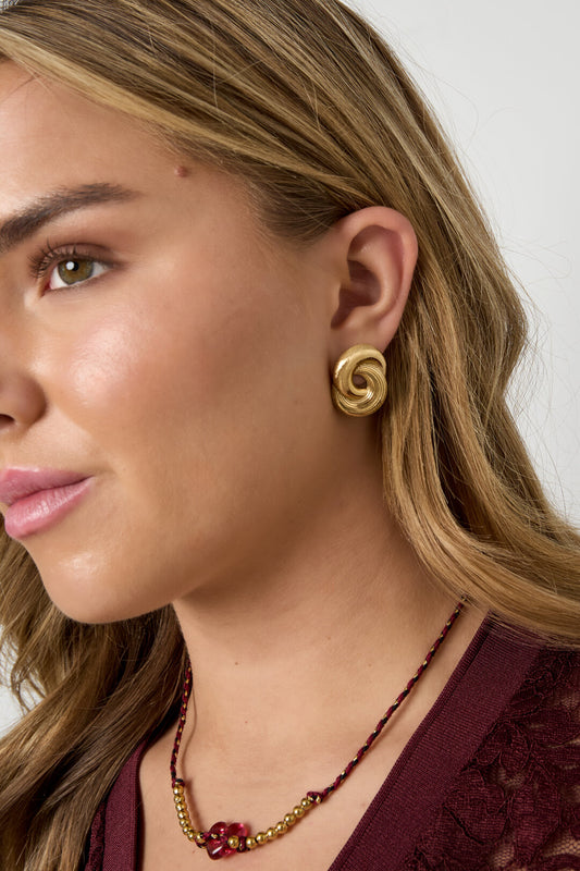 Elegant Irregular Shaped Stud Earrings, Silver & Gold