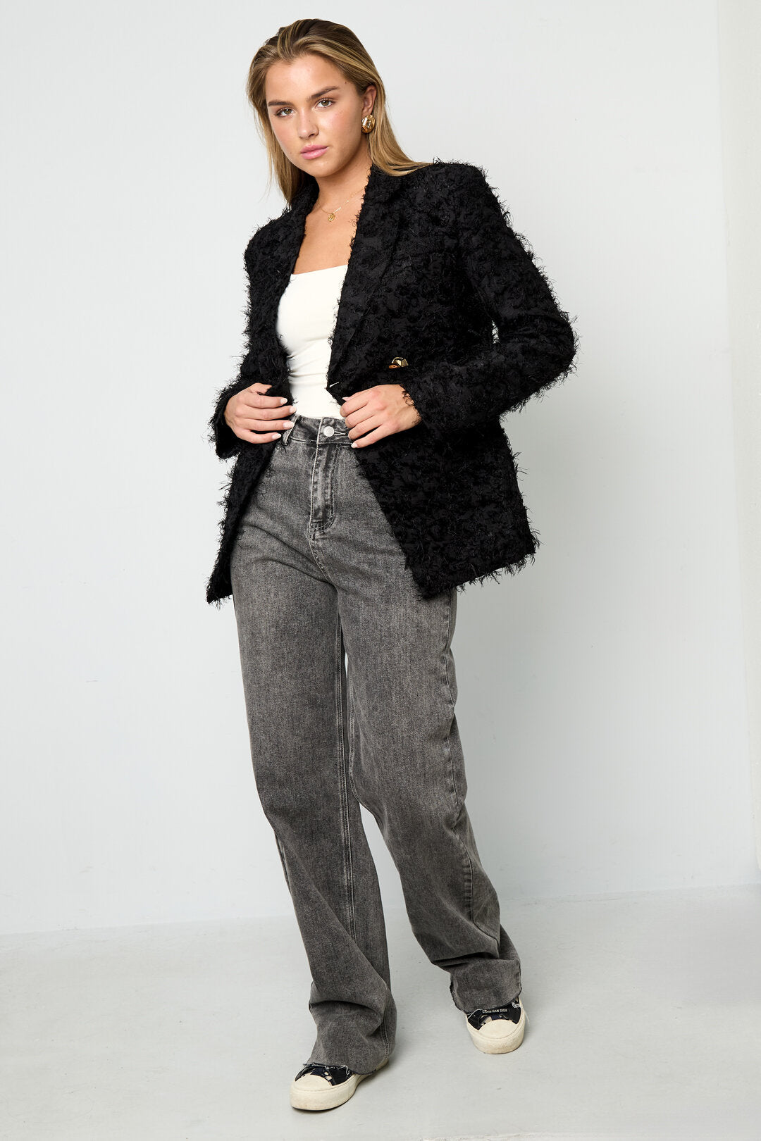 Elegant All-Fit Ladies' Suit Set in Black & Off-White