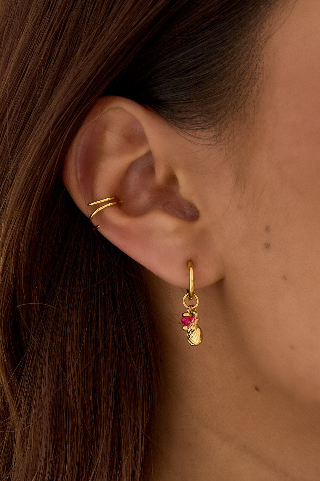 Elegant Rose Red & Gold Drop Earrings for Spring/Summer